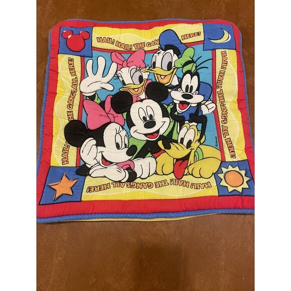Vintage Disney throw pillow CASE Fab 5 Mickey Mouse Minnie Donald Goofy Pluto - Picture 1 of 5